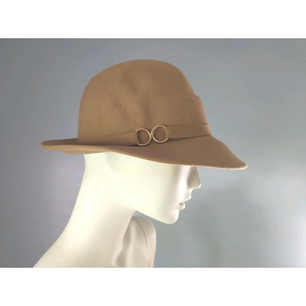 Vintage Lady Kangol USA Bucket Hat Cap Women's 100% Wool Grouse Camel Color
